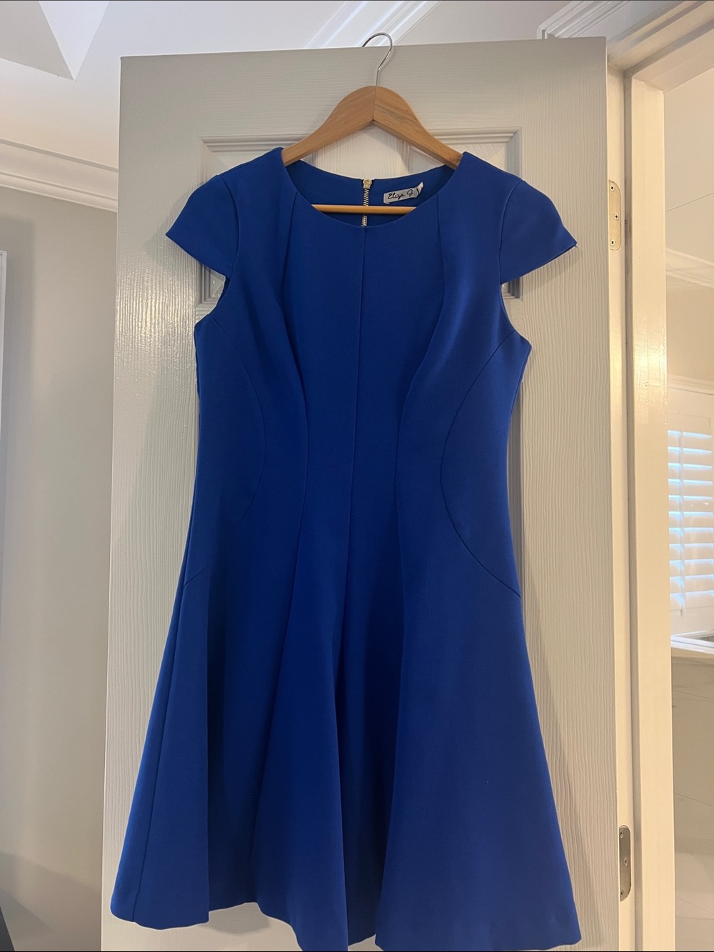 Eliza J Cobalt Blue Cap-Sleeve Fit-and-Flare Dress